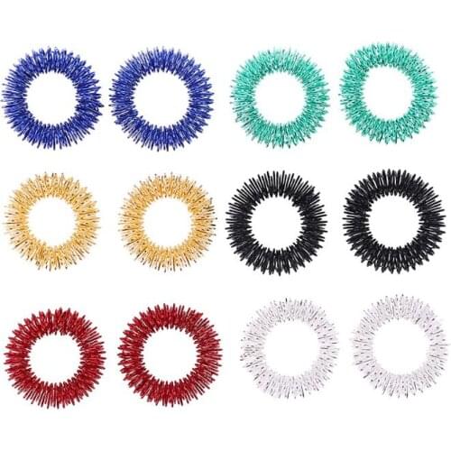 12PCS Spiky Sensory Finger Acupressure Ring Fidget Toy Silent Stress Relief Massager Helps With Focus ADHD Autism