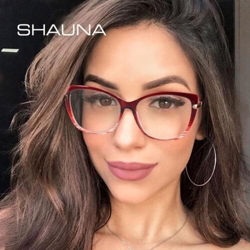 SHAUNA Spring Hinge TR90 Oversize Stripe Optical Frames Fashion Anti-Blue Light Computer Glasses