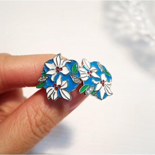 Simple Enamel Orchid Stud Earrings Cartoon Oil Painting Stud Earrings Children Jewelry Gifts Women Hip Hop Party Accessories