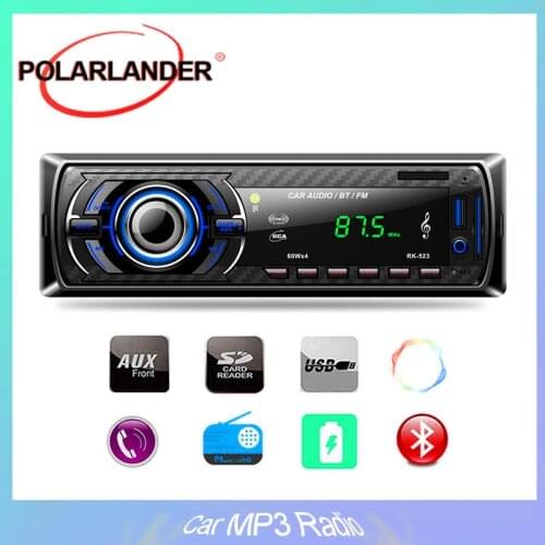 RK-523 Car Stereo Audio MP3 Player For Automobile Black Bluetooth FM Function Support USB / SD / Card Reader 4 speakers DC12V