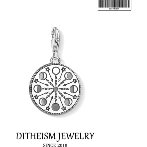 Charms Pendant Lunar Eclipse Moon Phase 925 Sterling Silver fit Bracelet & Necklace 2021 New Fine Jewelry Gift For Women Men