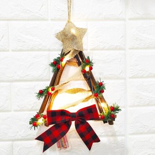 Christmas LED Garland Light Ornament Pendant Snowman/Triangle Hanging Wreath Home Party Decor Door Wall Christmas Tree Ornaments