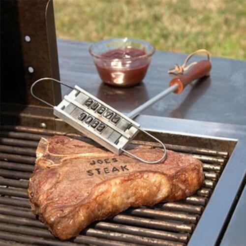 Solid Creative Convenient BBQ AMOS Barbecue Branding Iron Tool Meat Steak Burger 55 x Letters and 8 spaces