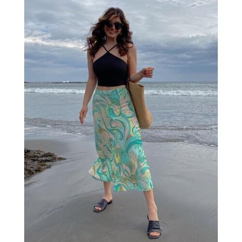 XIKOM 2021 summer Women Tie dye Chiffon fashion casual Skirts Female Vintage long Skirt Ladies Elegant High Waist Skirts