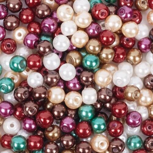 4mm 6mm 8mm Pearlized Glass Pearl Beads for Jewelry Making DIY Earrings Environmental Round Luster Glass Pearls Sets Mixed Color