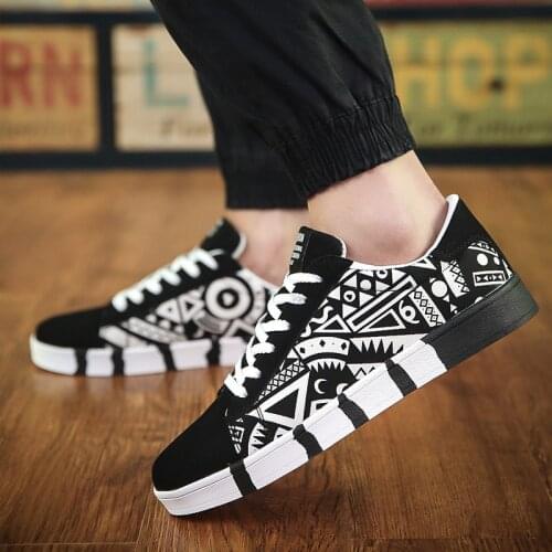 MR CO Men Casual Canvas Shoes Fashion Print Sneakers Summer Trainers Leisure Shoes Mens Flats Slip Shoes Chaussures