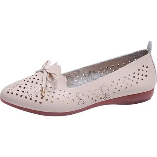 Woman Flats Summer Ballet Flats for Women Flat Sandals Ladies 2021 Hollow Breathable Casual Shoes Bow Loafers Zapatos De Mujer