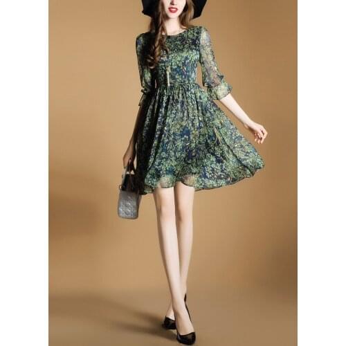 2017 Summer New Womens Party Elegant Dresses High Quality Chiffon Sexy A-Line Mini Dress Slim Print Dresses