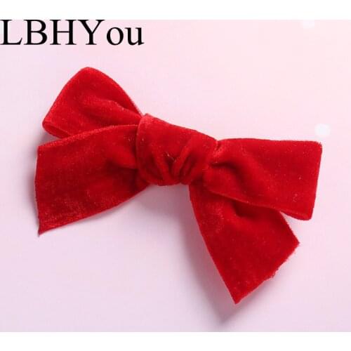 1pcs Knot Bows Girls Hairpins,Cute Solid Flock Ribbon Knot Bow Hair Clips,Princess Girls Hair Accessories Drop Ship