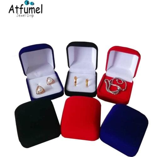 10Pcs Velvet Jewelry Ring Box Couples Ring Jewellery Storage Gift Box Wedding Engagement Double Ring Box Earring Box Wholesale