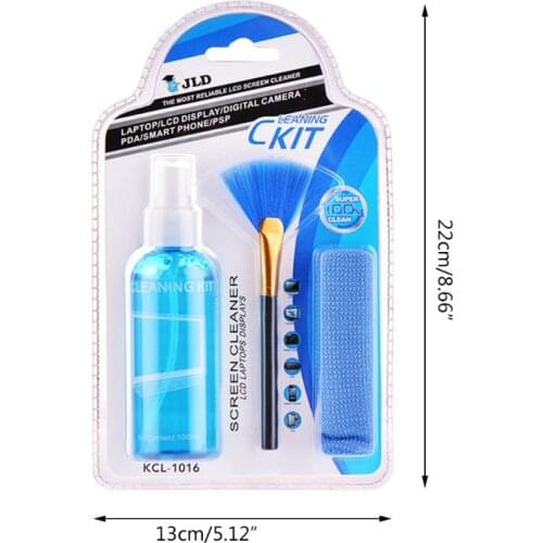 3 Pcs/Set Screen Cleaner Solution for Laptop/Phone/ iPad/Eyeglass /Household Appliances Cleaner Includes Spray + Brush + Cleanin