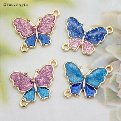 4pcs Mixed Charms Butterfly Jewelry Bracelet Connector Enamel Animal Pendant Earrings Accessories Necklace Keychain Anklet DIY