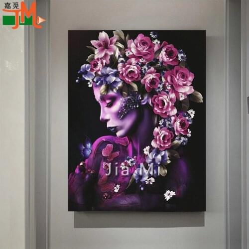 5d Diy Diamond Painting Flower Woman Full Square Round Drill Embroidery Fantasy Background 3D Stereo New Top Gift Portrait Decor