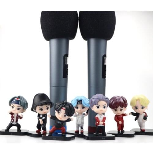 7PCS/set Bangtan Boys Groups Model Toys KPOP Star TOP Group A.R.M.Y PVC Keychain Action Figures Keyring Bt Kid