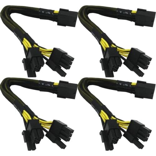 8-Pin Female to Dual 8-Pin (6+2) Male 18 AWG PCI-E GPU Miner Graphics Card VGA Sleeve Extension Power Cord Splitter