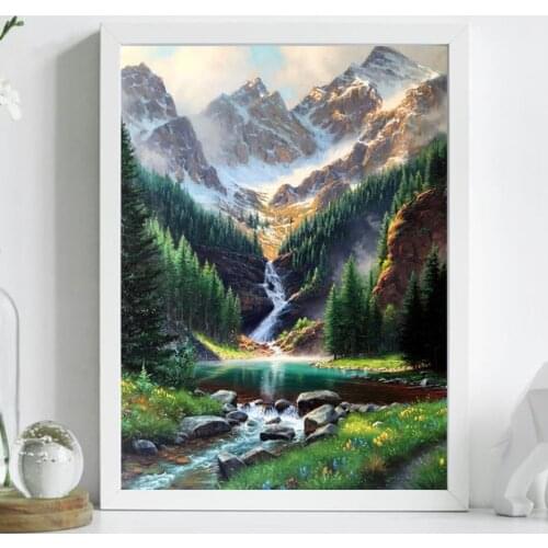 DIY 5d Diamond Painting Waterfall Landscape Cross Stitch Kits Full Drill Embroidery Mosaic Picture of Rhinestones New Arrival