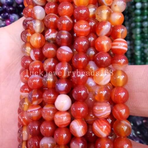 Free Shipping Fashion Jewelry 6mm Beautiful Red Stripes Carnelian Round Loose Beads 15" FG7121