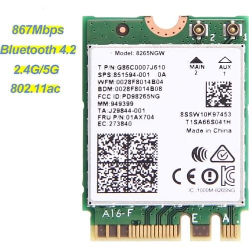 Wireless Dual Band 867Mbps For Intel AC 8265 NGFF Wifi Network Card 8265NGW 2.4G/5Ghz 802.11ac Bluetooth 4.2 8265AC For Laptop