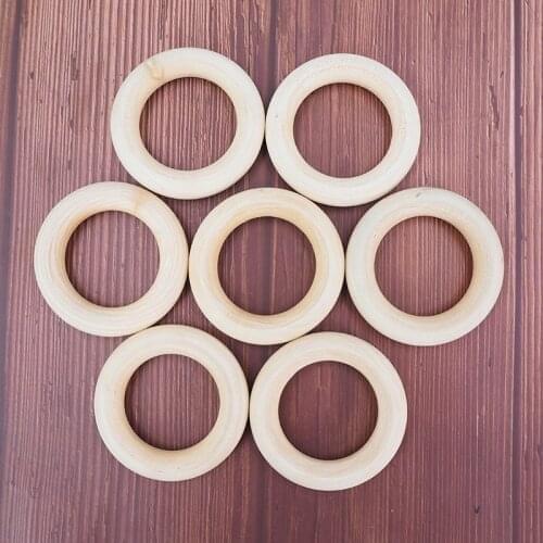 Chenkai 10pcs 70mm 2.75'' baby Wood Teether Ring Unfinished Nature Wooden infant shower pacifier dummy chewing sensory 7cm toy