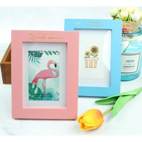 Custom logo name date baby Photo Frame party Family Home Decor Art Wooden Wedding Mini Frames kids birthday party supplies