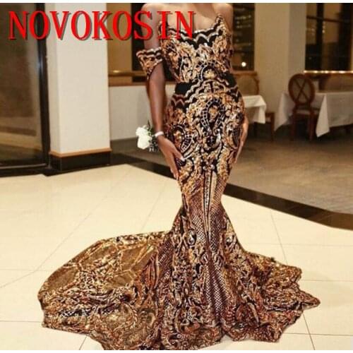 Elegant Mermaid Formal Evening Dresses 2019 Embroidered Sequins Bling Moroccan Kaftan Prom Dress Formal Party Gowns For Women