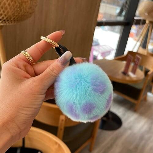 Real Rex Rabbit Fur Ball Pompom Cell Phone Car Keychain Handbag Charm Key Ring Colorful New design