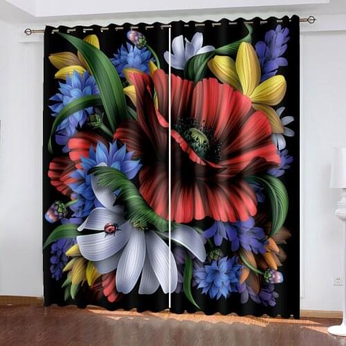 Photo 3D Curtains for Living Room Window flower curtains Printing Blackout 3D Curtains for Living Room Bedding Room Hotel