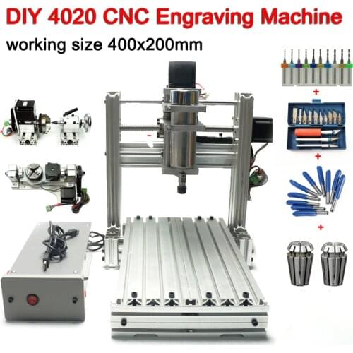 DIY CNC Router 4020 3axis 4axis 5axis CNC Frame metal wood Router Milling Engraving Machine for for wood acrylic and plastic