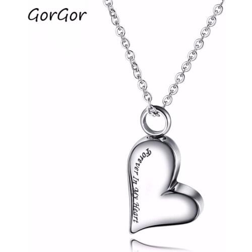 GorGor Hot Sale Exquise Titanium Steel Necklace Female Commemorative Pet Cinerary Box Pendant Perfume Bottle Necklace 1521