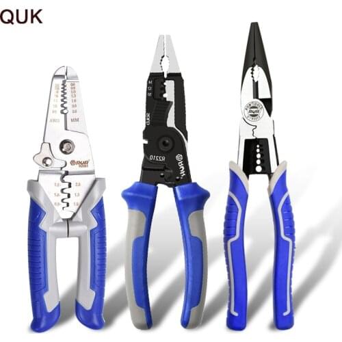 QUK Crimping Tool Wire Stripper Cable Cutter Multitool Pliers Cable Crimper Needle-nose Cutting Long Nose Pliers Hand Tools