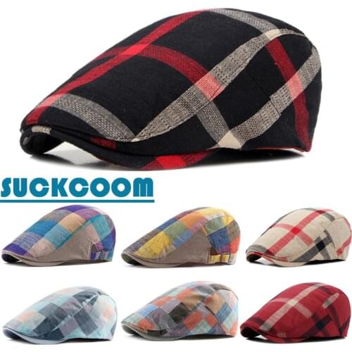 Men Women Classic Englad Style Plaid Berets Caps Casual Unisex Sports Caps Cotton Hats Boina Casquette Flat Cap Painter Cap