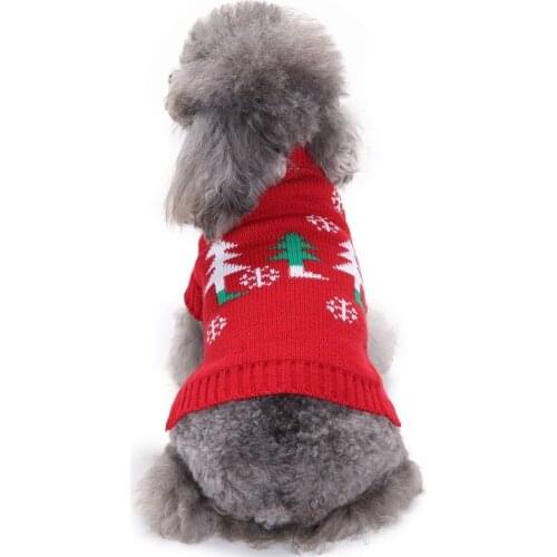 Red Christmas Dog Clothes Winter Warm Christmas Tree Dog Sweaters For Small Dog Pet Clothing Cat Coat Kitten Apparel XS-XXL