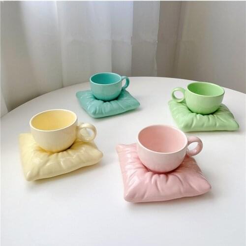 Creative Macarone Coffee Cup Saucer Set 200ml Luxury Ceramic Mug Coffee Top-grade Porcelain Tea Cup Gift Cafe Party Drinkware