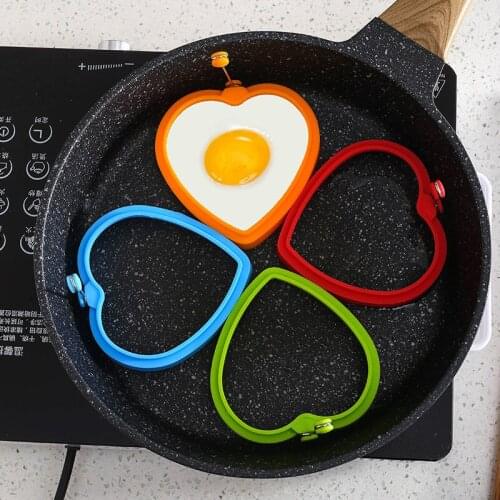 Round Heart Shaped Omelette Egg Mould Silicone Frying Egg Maker Poached Egg Pancake Mold Tool Kitchen Essentials