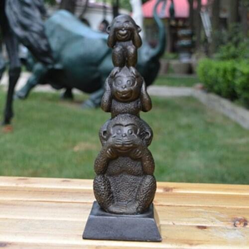 The brass statue of animal ornaments luckylamb three monkey monkey crafts Home Furnishing jewelry gifts classmates