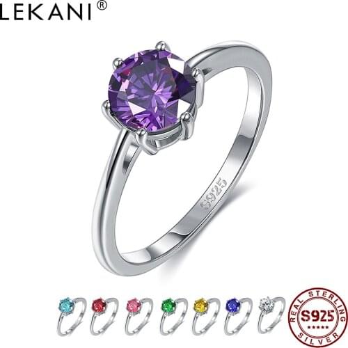 LEKANI Natural Emerald Rings for Women 8MM Classic Silver 925 Jewelry Wedding Engagement Ring Gemstone Fine Jewelry Gift 2021