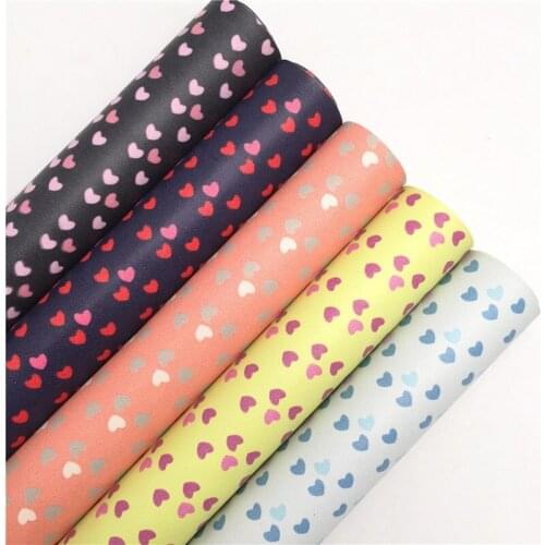 LEOsyntheticoDIY Hearts Printed Synthetic Faux Leather Fabric Sheets Vinyl Fabric Felt Backing for Earrings Bows 21X29CM R151