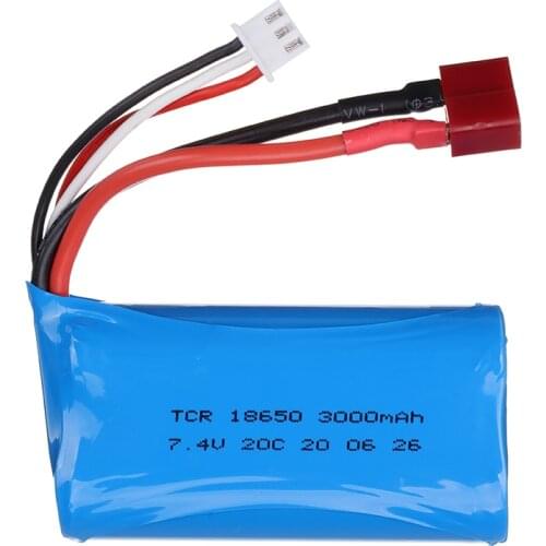 7.4V 3000mah lipo Battery 18650 2S T Plug for Q46 Wltoys 10428 /12428/12423 44001 A959-B A969-B RC Car Spare Accessories