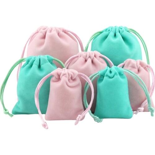 50pcs Small Velvet Pouches 5x7cm 7x9cm 10x12cm Jewelry Packaging Display Drawstring Packing Gift Bags & Pouches Can Customized
