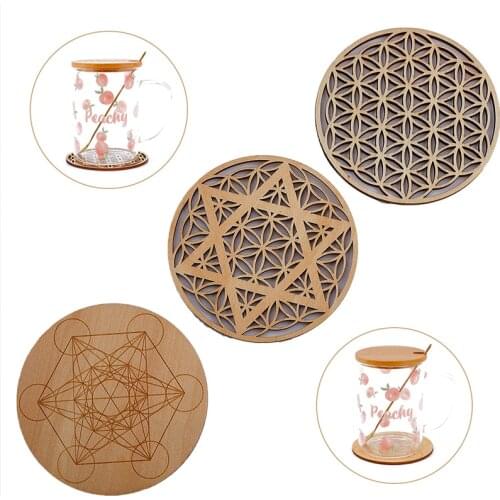 Meditation Crystal Grid Sacred Wooden Healing Board Heat Wood insulation pad