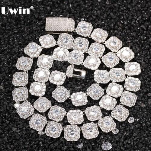 UWIN Fashion Jewelry 12mm Square Rock Tennis Chain Lovely Top Quality Cubic Zirconia Hiphop Necklace for Drop Shipping