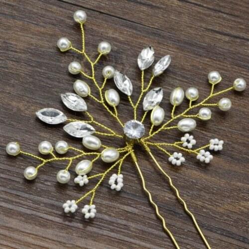 2pcs/set Fashion Elegant Wedding Bridal Gold Hair Accessories Jewelry Rhinestone Bridal Party Prom Hair pins Hairpin Headpiece