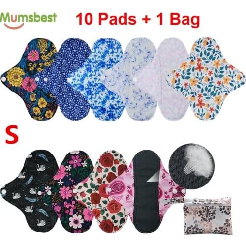 [Mumsbest] 10Pcs Mama Cloth Breashable AWJ Maternity Women Girls Napkins Reusable Female Towels S Light Flow Menstrual Pads
