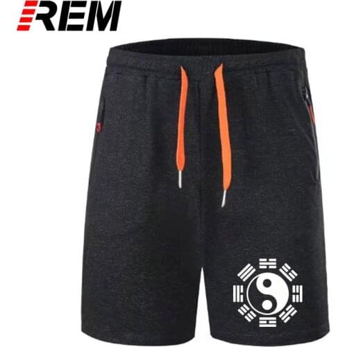 REM short pants Mens Clothing Brand Chinese Tai Chi Eight Diagrams Printed Men Short Sleeve O Neck Cotton Casual Tops panties