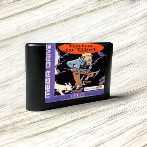 Tintin in Tibet - EUR Label Flashkit MD Electroless Gold PCB Card for Sega Genesis Megadrive Video Game Console