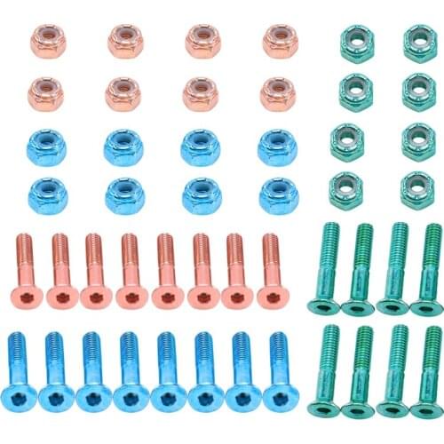 Set of 24Pcs Flat Head Replacement Skateboard Truck Hardware Longboard Mounting Screws Bolts 2.54 cm / 1inch