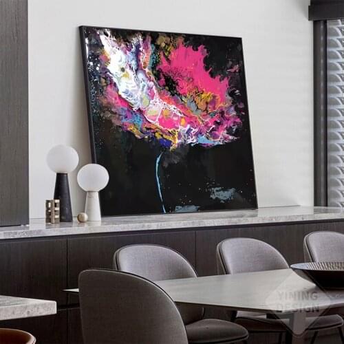 Wall Art Pink Modern Popular Colorful Poppy Flower Canvas Painting Quadro Street Art Abstract Poster Wall Picture Home Decor
