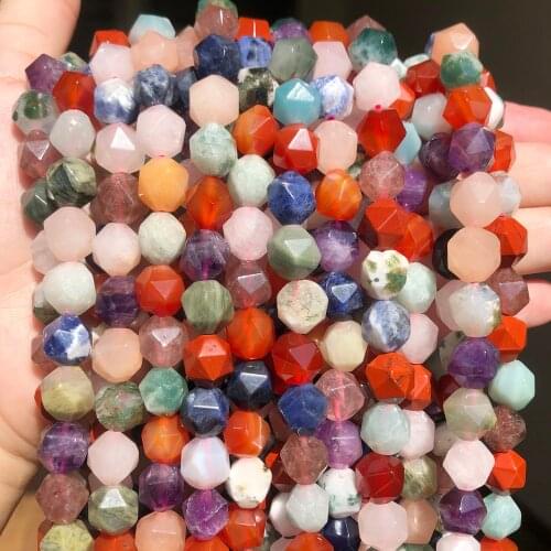 Natural Faceted Mixed Stone Colorful Beads Gem Loose Spacer Beads For Jewelry Making DIY Bracelet Necklace 15'' Strand 6/8/10mm