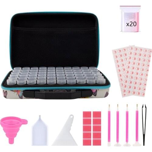 New 60 bottles of diamond painting accessories container storage bag box suitcase 5D butterfly diamond embroidery tool handbag