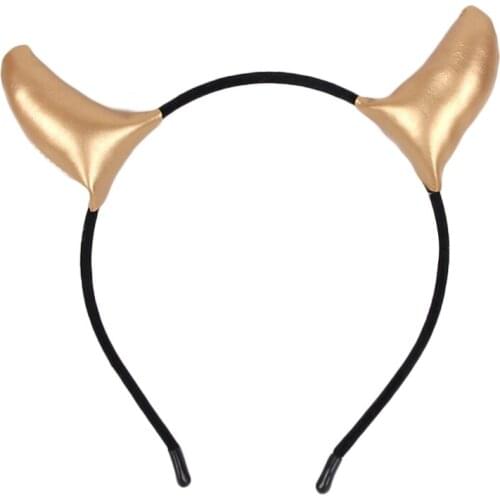 Devil Horn Headband PU Leather Hair Hoop for Halloween Party Wear Hairband Cosplay Theme Creative Party Costume